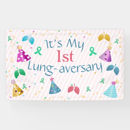 Lung-aversary Party Roze Streep Custom Spandoek (Horizontaal)