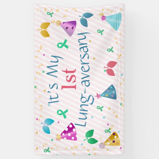 Lung-aversary Party Roze Streep Custom Spandoek (Verticaal)