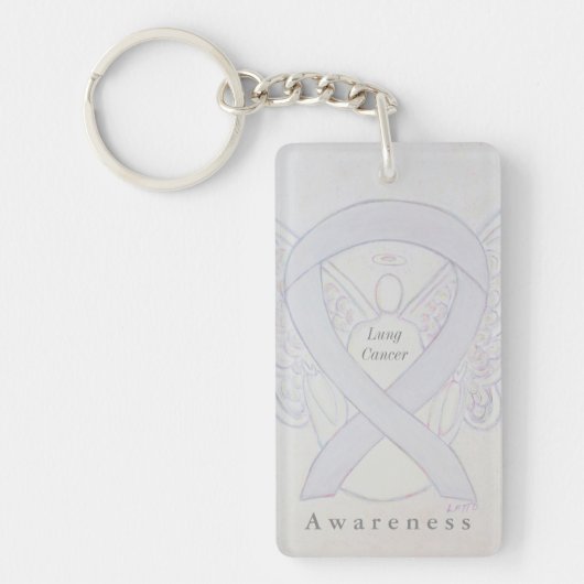 Lung Cancer Angel Awareness Ribbon Sleutelhanger (Voorkant)