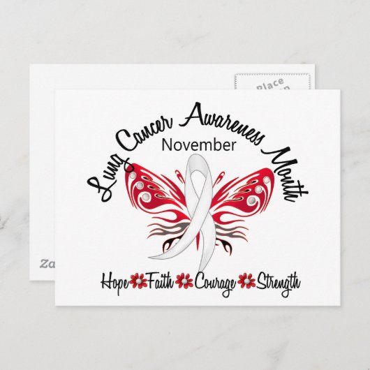Lung Cancer Awareness Maand Vlinder 3.2 Briefkaart (Voorkant / Achterkant)