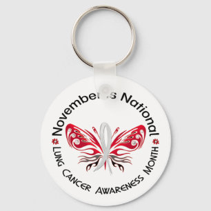 Lung Cancer Awareness Month Butterfly 3.3 Sleutelhanger