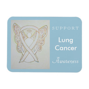 Lung Cancer Awareness Ribbon Angel Custom Magnet Magneet
