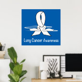 Lung Cancer Awareness Ribbon with Swans Poster (Thuiskantoor)