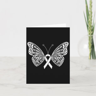 Lung Cancer Awareness White Ribbon Butterfly Wings Kaart