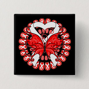 Lung Cancer Butterfly Circle of Ribbons Vierkante Button 5,1 Cm