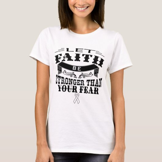 Lung Cancer Faith Stronger dan Fear T-shirt (Voorkant)