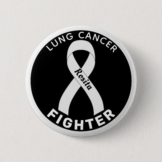 Lung Cancer Fighter Ribbon Black Button (Voorkant)
