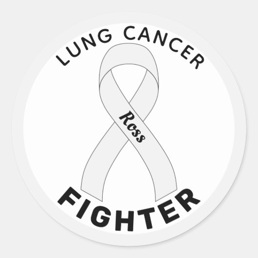 Lung Cancer Fighter Ribbon White Round Sticker (Voorkant)