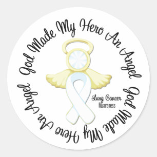 Lung Cancer God heeft mijn Hero An Angel gemaakt Ronde Sticker