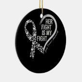 Lung Cancer Her Fight is m'n vechtende longkanker  Keramisch Ornament (Rechts)