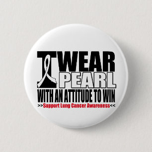 Lung Cancer Ik Draag Pearl Ribbon om te winnen Ronde Button 5,7 Cm