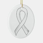 Lung Cancer Pearl Ribbon 3 Keramisch Ornament (Rechts)