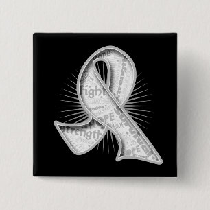 Lung Cancer Slogan Watermark Ribbon Vierkante Button 5,1 Cm