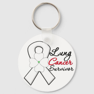 Lung Cancer Survivor Flower Ribbon Sleutelhanger