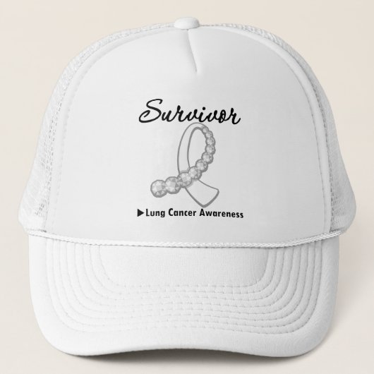 Lung Cancer Survivor Gemstone Ribbon Trucker Pet (Voorkant)