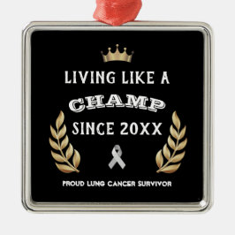  Lung Cancer Survivor laurel bladeren Metalen Ornament