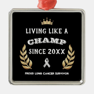 Lung Cancer Survivor laurel bladeren Metalen Ornament