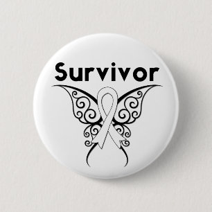 Lung Cancer Survivor Tribal Butterfly Ronde Button 5,7 Cm