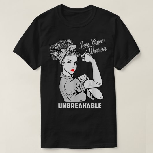 Lung Cancer Warrior Unbreekable T Shirt Awareness (Design voorkant)