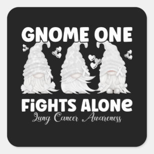 Lung Cancer White Ribbon Gnome Vierkante Sticker