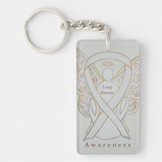 Lung Disease Angel Awareness Ribbon Sleutelhanger (Voorkant)
