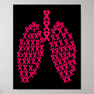 Lung Pink Ribbon Heart Fight Kanker Borstkanker Poster