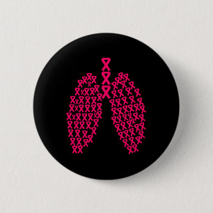 Lung Pink Ribbon Heart Fight Kanker Borstkanker Ronde Button 5,7 Cm