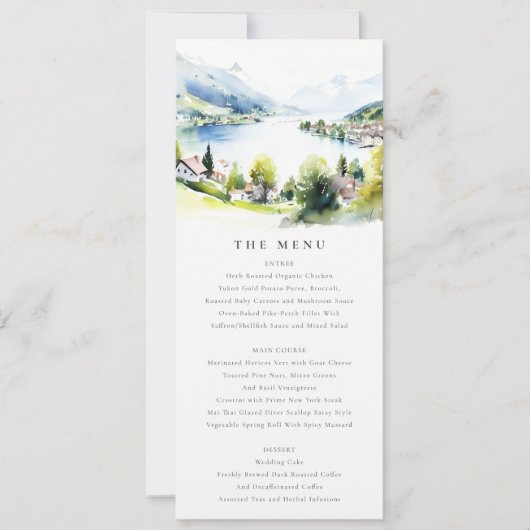 Lungern Switzerland Landscape Wedding Menu Card Kaart (Voorkant)