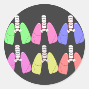 Lungs Multi-Colour-Respiratory Therapist Design Ronde Sticker
