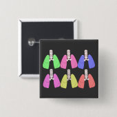 Lungs Multi-Colour-Respiratory Therapist Design Vierkante Button 5,1 Cm (Voorkant /achterkant)