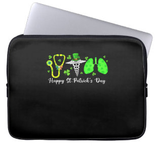 Lungs Respiratory Nurse Therapist Happy St Patrick Laptop Sleeve