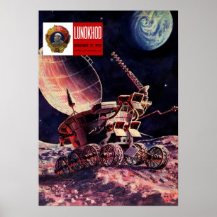 Lunokhod, USSR, 1973 — Sovjet- poster van de ruimt