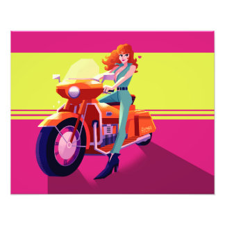 Lupin III the third Fujiko bike print Foto Afdruk