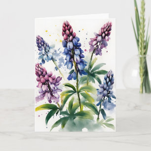 Lupin - Watercolor bloemen Kaart