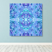Lupine Flower Bohemian Arabesque Pattern Blue Blau Canvas Afdruk (Insitu (Houten vloer))