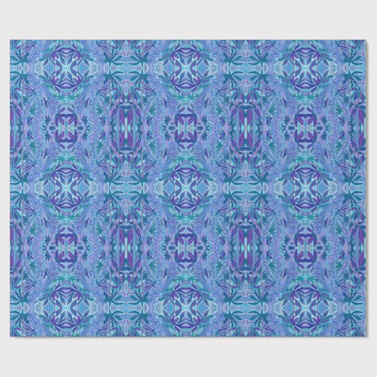 Lupine Flower Bohemian Boho Arabesque Pattern Blue Cadeaupapier (Vlak)