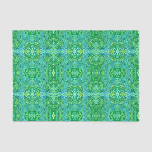 Lupine Flowers Bohemian Arabesque Pattern Green Ti Tissuepapier (Voorkant)