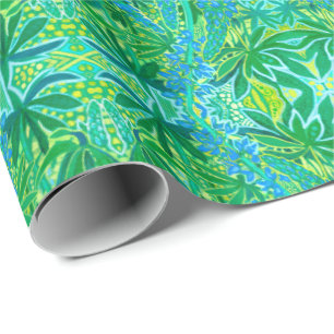 Lupine Flowers Bohemian Arabesque Pattern Green WR Cadeaupapier