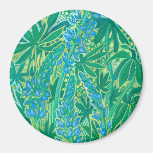 Lupine Flowers, Summer Wildflower Painting Magneet