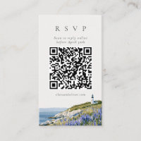 Lupine Maine Coast Vuurtoren Trouw QR RSVP Kaart