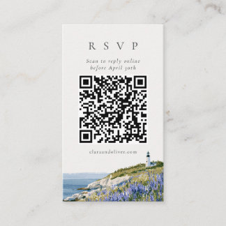 Lupine Maine Coast Vuurtoren Trouw QR RSVP Kaart