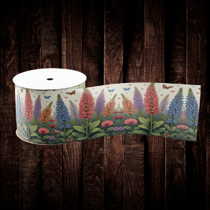 Lupinebloemen Vlinders  bloempatroon Grosgrain Lint