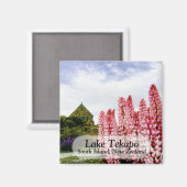 Lupins roses @ Lake Tekapo Magnet Nouvelle-Zélande (Recto/Verso)