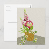 Lupinus, Fleur de Passion et Carte Postale Protea (Devant / Derrière)