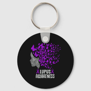 Lupus Awareness Butterfly Paarse lint auto-immuun Sleutelhanger
