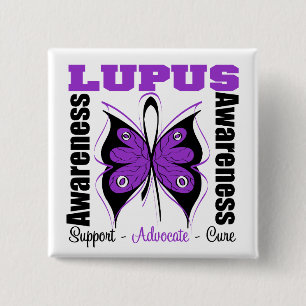 Lupus Awareness Butterfly Vierkante Button 5,1 Cm