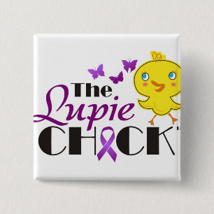 Lupus Awareness Lupie Chick Buttonnen Vierkante Button 5,1 Cm