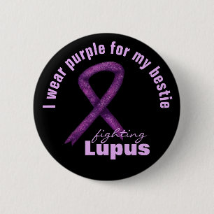 Lupus Awareness Maand / Paarse lint waar ik voor d Ronde Button 5,7 Cm