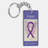 Lupus Awareness Paars Ribbon Angel Sleutelhanger (Voorkant Links)