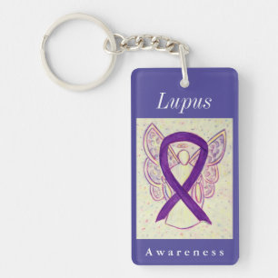 Lupus Awareness Paars Ribbon Angel Sleutelhanger